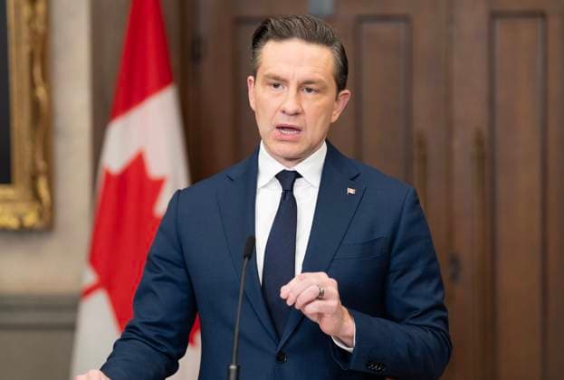 March 4, 2025, Ottawa, On, Canada: Conservative leader Pierre Poilievre speaks about US imposed tariffs, Tuesday, Mar. 4, 2025 in Ottawa. Ottawa Canada  - ZUMAc35_ 20250304_zaf_c35_062 Copyright: xAdrianxWyldx