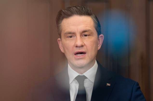 March 4, 2025, Ottawa, On, Canada: Conservative leader Pierre Poilievre speaks about US imposed tariffs, Tuesday, Mar. 4, 2025 in Ottawa. Ottawa Canada  - ZUMAc35_ 20250304_zaf_c35_063 Copyright: xAdrianxWyldx