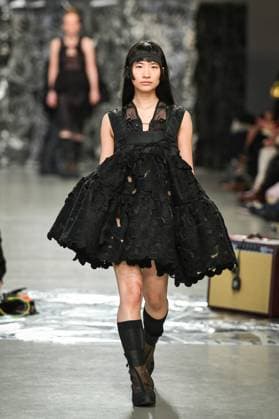 PFW - Cecilie Bahnsen Runway A model walks the runway for a collection by Cecilie Bahnsen as part of Paris Fashion Week at the Palais de Tokyo in Paris, on March 5, 2025. Photo by Firas Abdullah ABACAPRESS.COM Paris Ile-de-France France  Copyright: xAbdullahxFiras ABACAx