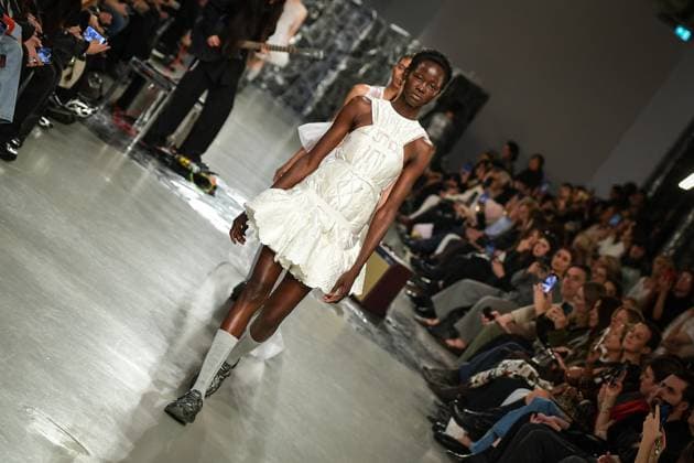 PFW - Cecilie Bahnsen Runway Models walk the runway for a collection by Cecilie Bahnsen as part of Paris Fashion Week at the Palais de Tokyo in Paris, on March 5, 2025. Photo by Firas Abdullah ABACAPRESS.COM Paris Ile-de-France France  Copyright: xAbdullahxFiras ABACAx