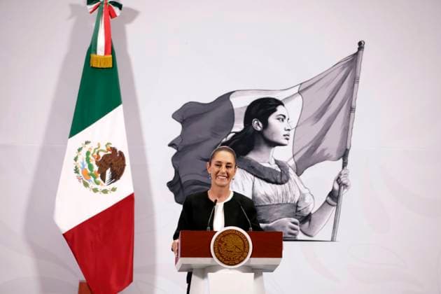 Mexico™s President, Claudia Sheinbaum Holds Briefing Conference Mexican President Claudia Sheinbaum Pardo announced that the 25 percent tariffs imposed by U.S. President, Donald Trump, on Mexican products will be postponed until April 2, during a briefing conference at National Palace. on March 6, 2025 in Mexico City, Mexico. (Photo by Luis Barron Eyepix Group) Copyright: xLuisxBarron xEyepixxGroupx LB_06032025_145878