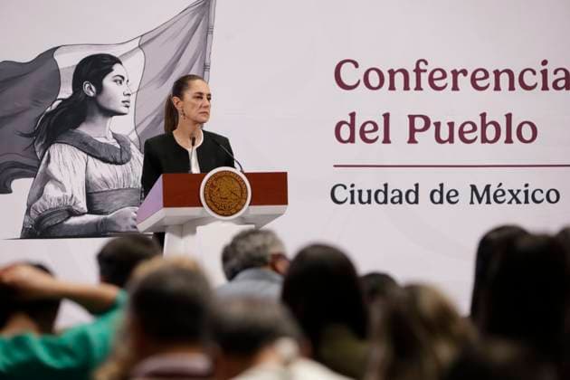 Mexico™s President, Claudia Sheinbaum Holds Briefing Conference Mexican President Claudia Sheinbaum Pardo announced that the 25 percent tariffs imposed by U.S. President, Donald Trump, on Mexican products will be postponed until April 2, during a briefing conference at National Palace. on March 6, 2025 in Mexico City, Mexico. (Photo by Luis Barron Eyepix Group) Copyright: xLuisxBarron xEyepixxGroupx LB_06032025_145891