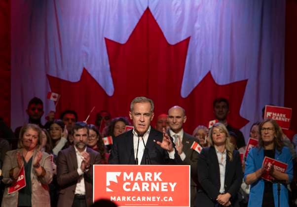 Kanada, Kandidat für Vorsitz der Liberalen Partei Mark Carney in Montreal March 6, 2025, Montreal, Pq, CANADA: Liberal Party of Canada leadership candidate Mark Carney addresses supporters in Montreal on Thursday, March 6, 2025. Montreal CANADA  - ZUMAc35_ 20250306_zaf_c35_112 Copyright: xPeterxMccabex