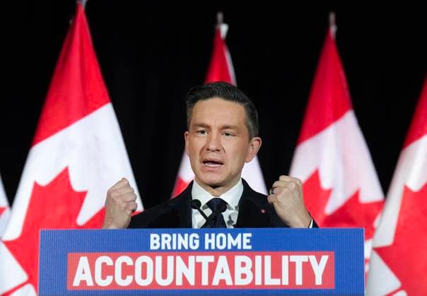 March 7, 2025, Toronto, On, CANADA: Conservative Leader Pierre Poilievre speaks during a press conference in Toronto on Friday, March 7, 2025. Toronto CANADA  - ZUMAc35_ 20250307_zaf_c35_002 Copyright: xNathanxDenettex
