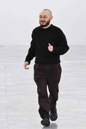 PFW Issey Miyake Runway Designer Satoshi Kondo makes an appearance on the runway during the Issey Miyake Womenswear Fall Winter 2025-2026 show as part of Paris Fashion Week in Paris, France on March 07, 2025. Photo by Aurore Marechal ABACAPRESS.COM Paris France  Copyright: xMarechalxAurore ABACAx