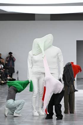 PFW Issey Miyake Runway Models perform on the runway during the Issey Miyake Womenswear Fall Winter 2025-2026 show as part of Paris Fashion Week in Paris, France on March 07, 2025. Photo by Aurore Marechal ABACAPRESS.COM Paris France  Copyright: xMarechalxAurore ABACAx