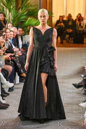 PFW - Serbia Fashion Week Runway A model walks the runway during the Serbia Fashion Week Runway Womenswear Fall Winter 2025-2026 show during the Paris Fashion Week on March 02, 2024 in Paris, France. SERBIA FASHION WEEK Presents Mystic Muses . Serbia Fashion Week will present in France four Serbian designers, who will make their fashion show international debut. George Styler, Suzana Peric, EHO by Evgheni Hudorojcov and Houida Baridi . Photo by Shootpix ABACAPRESS.COM Paris France  Copyright: xShootpix ABACAx
