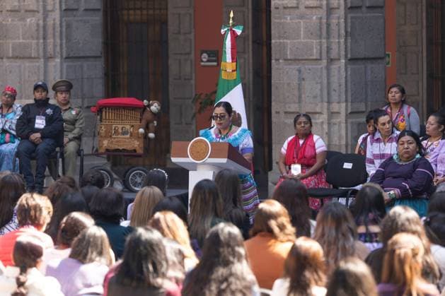 March 8, 2025, Mexico City, Mexico: In the framework of International Women s Day, President Claudia Sheinbaum Pardo led a commemorative ceremony at the National Palace, which was attended by officials of her government. Mexico City Mexico - ZUMAl178 20250308_znp_l178_057 Copyright: xCristianxLeyvax
