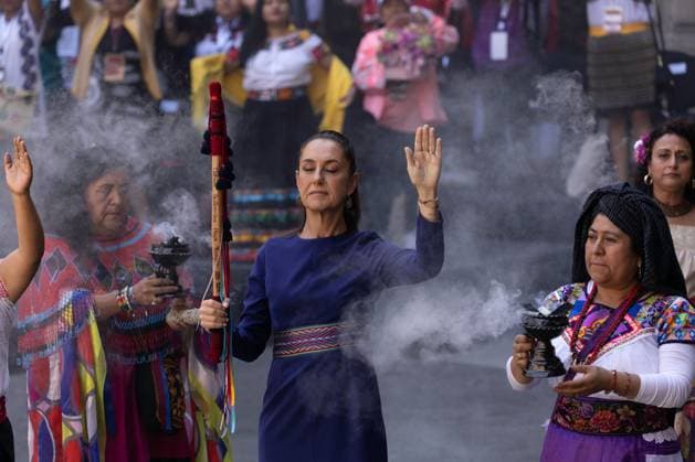 March 8, 2025, Mexico City, Mexico: In the framework of International Women s Day, President Claudia Sheinbaum Pardo led a commemorative ceremony at the National Palace, which was attended by officials of her government. Mexico City Mexico - ZUMAl178 20250308_znp_l178_067 Copyright: xCristianxLeyvax