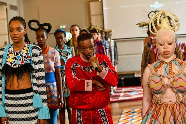 PFW Maxhosa Africa Runway - Paris Maglerius Maximus performance on the runway during the Maxhosa Africa Womenswear Fall Winter 2025-2026 show as part of Paris Fashion on March 08, 2025 in Paris, France . Photo by Shootpix ABACAPRESS.COM Paris France  Copyright: xShootpix ABACAx