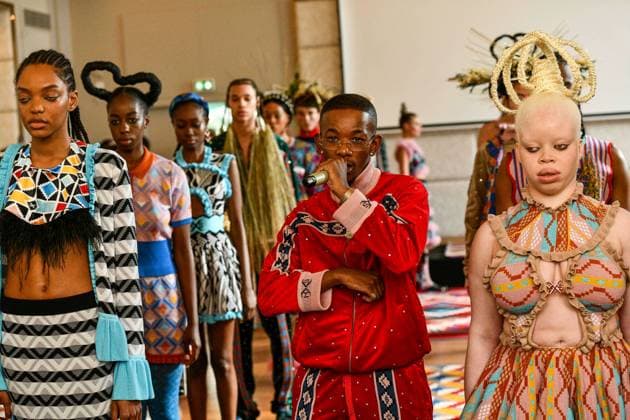 PFW Maxhosa Africa Runway - Paris Maglerius Maximus performance on the runway during the Maxhosa Africa Womenswear Fall Winter 2025-2026 show as part of Paris Fashion on March 08, 2025 in Paris, France . Photo by Shootpix ABACAPRESS.COM Paris France  Copyright: xShootpix ABACAx