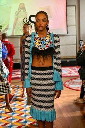 PFW Maxhosa Africa Runway - Paris A model walks the runway during the Maxhosa Africa Womenswear Fall Winter 2025-2026 show as part of Paris Fashion on March 08, 2025 in Paris, France . Photo by Shootpix ABACAPRESS.COM Paris France  Copyright: xShootpix ABACAx
