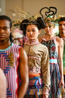PFW Maxhosa Africa Runway - Paris A model walks the runway during the Maxhosa Africa Womenswear Fall Winter 2025-2026 show as part of Paris Fashion on March 08, 2025 in Paris, France . Photo by Shootpix ABACAPRESS.COM Paris France  Copyright: xShootpix ABACAx