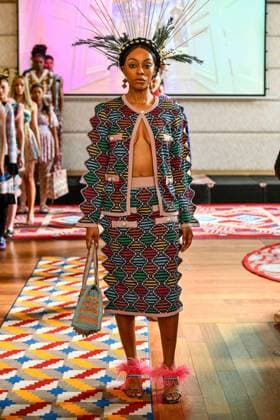 PFW Maxhosa Africa Runway - Paris A model walks the runway during the Maxhosa Africa Womenswear Fall Winter 2025-2026 show as part of Paris Fashion on March 08, 2025 in Paris, France . Photo by Shootpix ABACAPRESS.COM Paris France  Copyright: xShootpix ABACAx