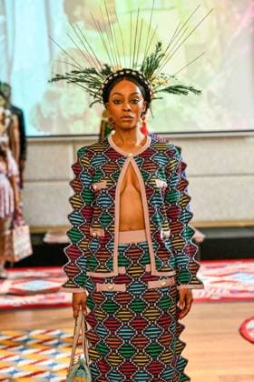 PFW Maxhosa Africa Runway - Paris A model walks the runway during the Maxhosa Africa Womenswear Fall Winter 2025-2026 show as part of Paris Fashion on March 08, 2025 in Paris, France . Photo by Shootpix ABACAPRESS.COM Paris France  Copyright: xShootpix ABACAx