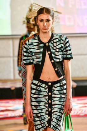 PFW Maxhosa Africa Runway - Paris A model walks the runway during the Maxhosa Africa Womenswear Fall Winter 2025-2026 show as part of Paris Fashion on March 08, 2025 in Paris, France . Photo by Shootpix ABACAPRESS.COM Paris France  Copyright: xShootpix ABACAx