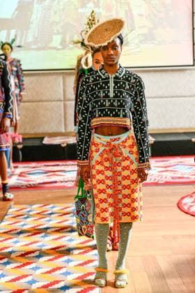 PFW Maxhosa Africa Runway - Paris A model walks the runway during the Maxhosa Africa Womenswear Fall Winter 2025-2026 show as part of Paris Fashion on March 08, 2025 in Paris, France . Photo by Shootpix ABACAPRESS.COM Paris France  Copyright: xShootpix ABACAx