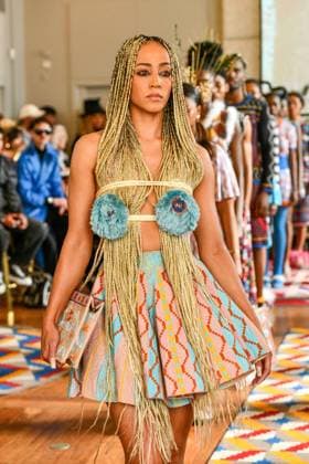PFW Maxhosa Africa Runway - Paris A model walks the runway during the Maxhosa Africa Womenswear Fall Winter 2025-2026 show as part of Paris Fashion on March 08, 2025 in Paris, France . Photo by Shootpix ABACAPRESS.COM Paris France  Copyright: xShootpix ABACAx