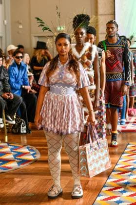 PFW Maxhosa Africa Runway - Paris A model walks the runway during the Maxhosa Africa Womenswear Fall Winter 2025-2026 show as part of Paris Fashion on March 08, 2025 in Paris, France . Photo by Shootpix ABACAPRESS.COM Paris France  Copyright: xShootpix ABACAx