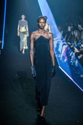 PFW - Georges Hobeika Runway - Paris A model walks the runway during the Georges Hobeika Womenswear Fall Winter 2025-2026 show as part of Paris Fashion Week at Palais De Tokyo in Paris, France, on March 08, 2025. Photo by Shootpix ABACAPRESS.COM Paris France  Copyright: xShootpix ABACAx