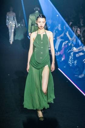 PFW - Georges Hobeika Runway - Paris A model walks the runway during the Georges Hobeika Womenswear Fall Winter 2025-2026 show as part of Paris Fashion Week at Palais De Tokyo in Paris, France, on March 08, 2025. Photo by Shootpix ABACAPRESS.COM Paris France  Copyright: xShootpix ABACAx