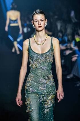 PFW - Georges Hobeika Runway - Paris A model walks the runway during the Georges Hobeika Womenswear Fall Winter 2025-2026 show as part of Paris Fashion Week at Palais De Tokyo in Paris, France, on March 08, 2025. Photo by Shootpix ABACAPRESS.COM Paris France  Copyright: xShootpix ABACAx