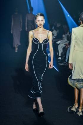 PFW - Georges Hobeika Runway - Paris A model walks the runway during the Georges Hobeika Womenswear Fall Winter 2025-2026 show as part of Paris Fashion Week at Palais De Tokyo in Paris, France, on March 08, 2025. Photo by Shootpix ABACAPRESS.COM Paris France  Copyright: xShootpix ABACAx
