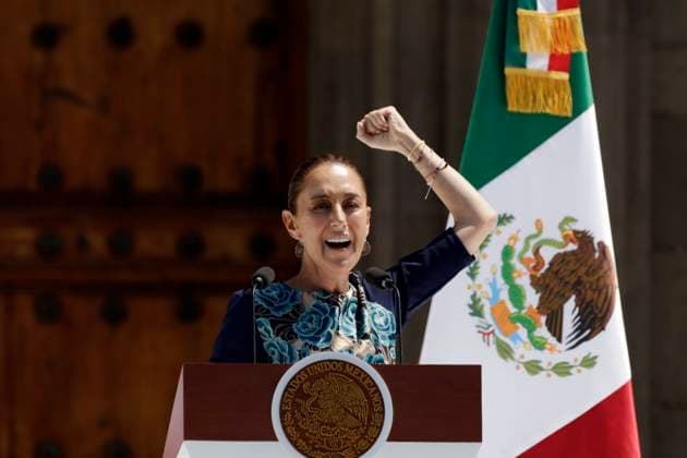 Mexico s President Claudia Sheinbaum Pardo gives a report at informative assembly to celebrate the agreement reached with the US President Donald Trump, with which the tariffs on Mexico was postponed to one month at main square Zocalo. on March 9, 2025 in Mexico City, Mexico. Mexico City Mexico - ZUMAe321 20250309_zia_e321_061 Copyright: xLuisxBarronx