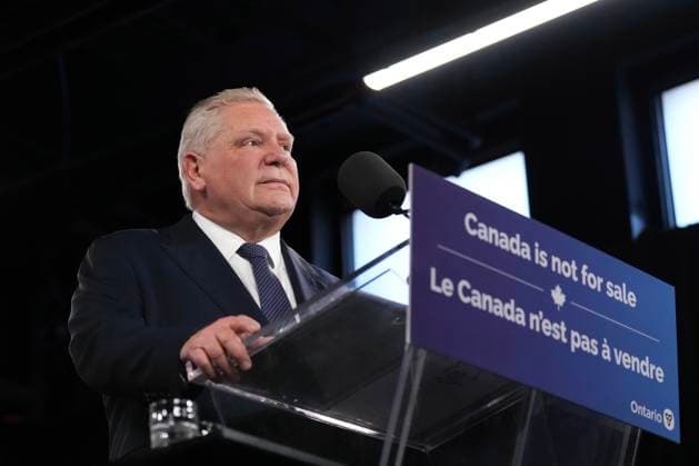 News Bilder des Tages March 10, 2025, Toronto, On, CAN: Ontario Premier Doug Ford speaks to the media at the Queens Park Legislature in Toronto, on Monday, March 10, 2025. Toronto CAN  - ZUMAc35_ 20250310_zaf_c35_031 Copyright: xChrisxYoungx
