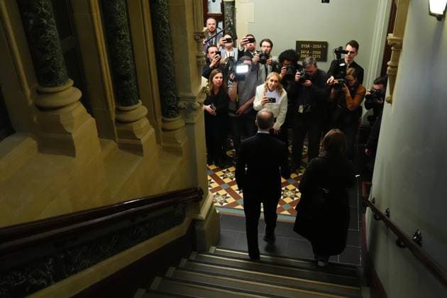 March 10, 2025, Ottawa, On, Canada: Liberal Leader Mark Carney walks towards members of the media after leaving the prime minister s office and heading to a caucus meeting in Ottawa, Monday, March 10, 2025. Ottawa Canada  - ZUMAc35_ 20250310_zaf_c35_053 Copyright: xSeanxKilpatrickx