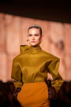 PFW - Saint Laurent Runway Models present creations by Saint Laurent for the Womenswear Ready-to-wear Fall-Winter 2025 2026 collection as part of the Paris Fashion Week, in Paris on March 11, 2025.Photo by Eliot Blondet ABACAPRESS.COM Paris France  Copyright: xBlondetxEliot ABACAx
