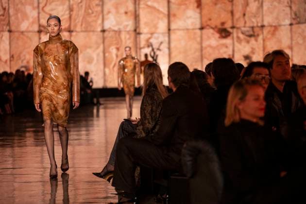 PFW - Saint Laurent Runway Models present creations by Saint Laurent for the Womenswear Ready-to-wear Fall-Winter 2025 2026 collection as part of the Paris Fashion Week, in Paris on March 11, 2025.Photo by Eliot Blondet ABACAPRESS.COM Paris France  Copyright: xBlondetxEliot ABACAx