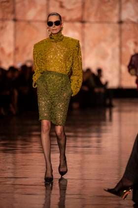 PFW - Saint Laurent Runway Models present creations by Saint Laurent for the Womenswear Ready-to-wear Fall-Winter 2025 2026 collection as part of the Paris Fashion Week, in Paris on March 11, 2025.Photo by Eliot Blondet ABACAPRESS.COM Paris France  Copyright: xBlondetxEliot ABACAx