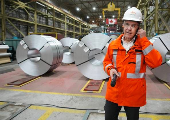 March 12, 2025, Hamilton, On, CANADA: Canadian Prime Minister designate Mark Carney tours the ArcelorMittal Dofasco steel plant in Hamilton, Ont., on Wednesday, March 12, 2025. Hamilton CANADA  - ZUMAc35_ 20250312_zaf_c35_043 Copyright: xNathanxDenettex