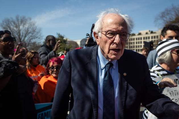 News Themen der Woche KW11 March for healthcare in Washington, DC Sen. Bernie Sanders departs a rally against efforts to dismantle and defund the healthcare system after delivering remarks in Washington, on March 12, 2025. Demonstrators marched from Union Station to the Capitol where speakers included House Speaker Emerita Nancy Pelosi (D-CA), Sen. Ed Markey (D-MA), and Rep. Pramila Jayapal (D-WA), among others. Washington DC United States  Copyright: xAllisonxBaileyx originalFilename: bailey-marchfor250312_npH4I.jpg