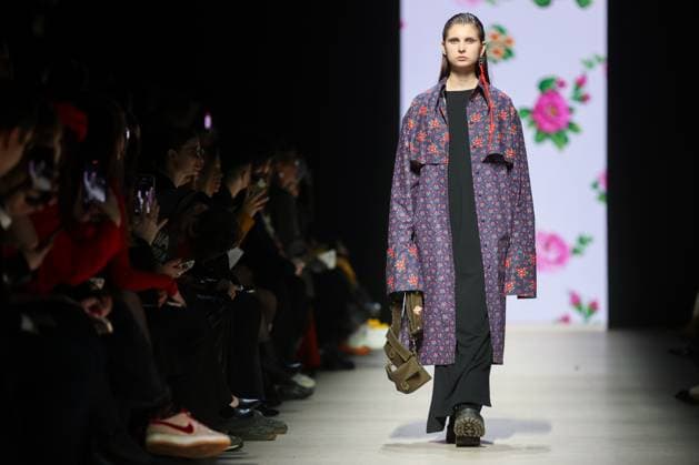 RUSSIA, MOSCOW - MARCH 13, 2025: A model showcases creations during a runway show for the Novikova Dsgn brand collection as part of the 4th Moscow Fashion Week at the Manege Central Exhibition Hall. Yevgeny Messman TASS  79071351
