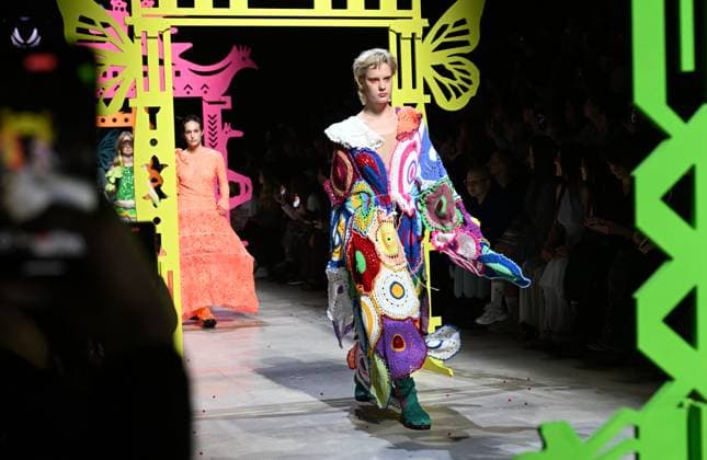 Russia Moscow Fashion Week 8878160 13.03.2025 A model presents a creation by the brand VEREJA during the 4th Moscow Fashion Week at the Manege Central Exhibition Hall in Moscow, Russia. Ekaterina Chesnokova Sputnik Moscow Russia  Copyright: xEkaterinaxChesnokovax