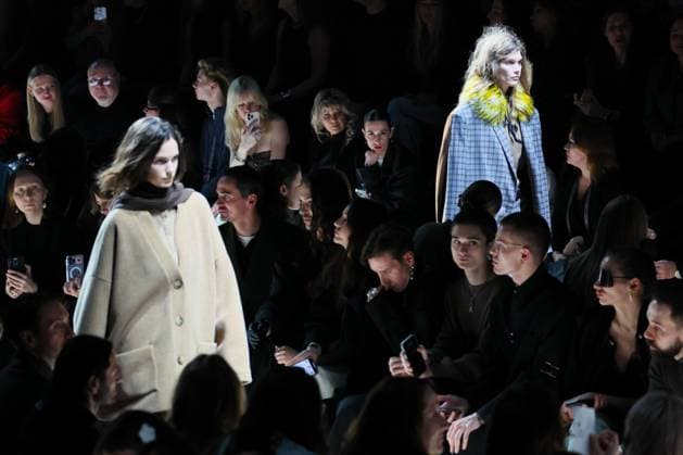 RUSSIA, MOSCOW - MARCH 13, 2025: Models wear creations during a catwalk show for a new Rogov collection during the 4th Moscow Fashion Week at the Manege Central Exhibition Hall. Sergei Savostyanov TASS  79076362