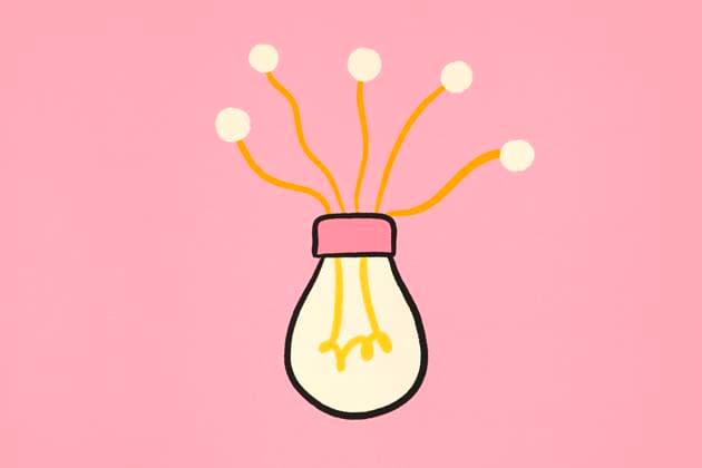 A whimsical illustration of a lightbulb with radiating filaments on a vibrant pink background. Perfect for themes related to creativity, innovation, and bright ideas. Model Released HodeiUnzueta_ID26996_779168_014 Copyright: xHodeixUnzuetax RECORD DATE NOT STATED