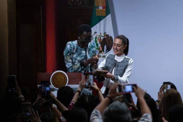 March 14, 2025, Mexico City, Mexico: Mexican President CLAUDIA SHEINBAUM PARDO led, at the National Palace, the opening ceremony of the Inter-Parliamentary Union s (IPU) World Conference of Women Parliamentarians. According to the event organizers, more than 300 participants from around the world will attend. Mexico City Mexico - ZUMAl178 20250314_znp_l178_011 Copyright: xCristianxLeyvax