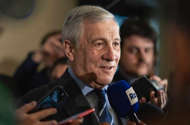 March 14, 2025, La Malbaie, Quebec, CANADA: Italian Foreign Minister Antonio Tajani speaks to the media during the G7 Foreign Ministers meeting in La Malbaie, Charlevoix, Quebec, Canada March 13, 2025. La Malbaie CANADA - ZUMAl128 20250314_zap_l128_004 Copyright: xPatricexLapointex