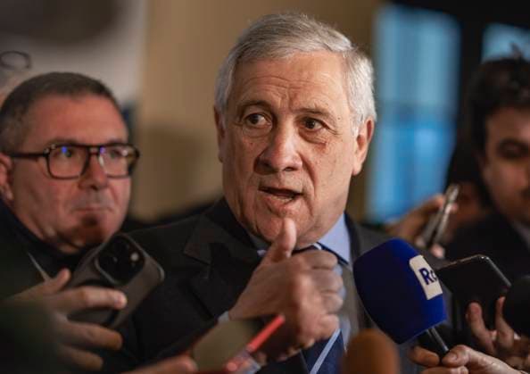 March 14, 2025, La Malbaie, Quebec, CANADA: Italian Foreign Minister Antonio Tajani speaks to the media during the G7 Foreign Ministers meeting in La Malbaie, Charlevoix, Quebec, Canada March 13, 2025. La Malbaie CANADA - ZUMAl128 20250314_zap_l128_005 Copyright: xPatricexLapointex