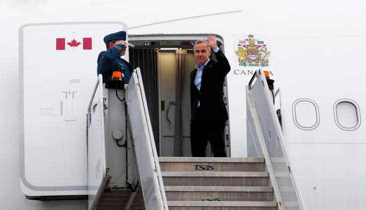 March 16, 2025, Montreal, Quebec, Canada: Prime Minister Mark Carney departs Montreal, on route to Paris, France on Sunday, March 16, 2025. Montreal Canada  - ZUMAc35_ 20250316_zaf_c35_072 Copyright: xSeanxKilpatrickx