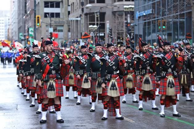 Persons taking part during the parade for the 200th edition of St. Patrick s Day, that commemorated the Irish heritage present in Montreal since the late 17th century. on March 16, 2025 in Montreal, Canada. Montreal Canada - ZUMAe321 20250316_zia_e321_005 Copyright: xHoracioxZamoraxRiosx
