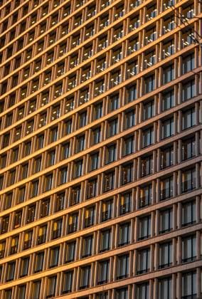 Creative Highlights World Skyscraper building with windows during golden hour in Tokyo. Tokyo, Tokyo, Japan R_DWQE250316-1678058-01