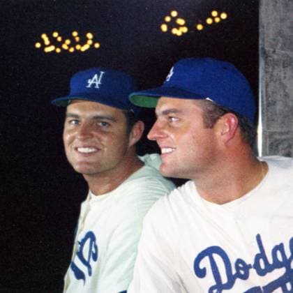 RECORD DATE NOT STATED Don Drysdale Circa 1958 in Los Angeles, California: Smiling LA Dodgers MLB baseball player DON DRYSDALE at an event in 1950 s Hollywood. Copyright: x1958,entertainment,color,DonxDrysdale,film,Hollywood,movies,vintage,classic,classicxHollywood,1950 s,vintagexHollywood,GoldenxAgexofxHollywood,x