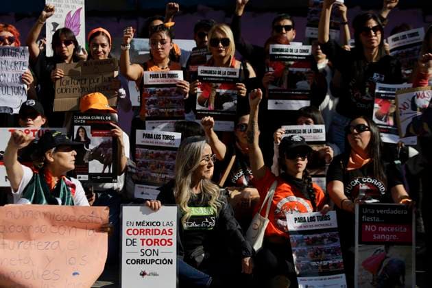Historic: Mexico City Congress Approves Resolution Banning Violent Bullfighting Animal rights activists gather at the Juarez Hemicycle in Mexico City, Mexico, on March 18, 2025, to celebrate the approval by the Mexico City Congress of the ruling banning violent bullfights, following an initiative submitted by Mayor Clara Brugada. Mexico City Mexico City Mexico  Copyright: xGerardoxVieyrax originalFilename: vieyra-notitle250318_npB3r.jpg