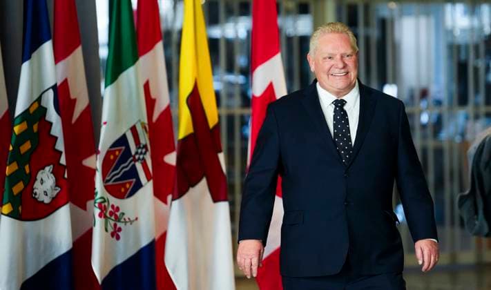 March 21, 2025, Ottawa, Ontario, Canada: Doug Ford, Premier of Ontario, arrives to take part in the First Minister Meeting at the National War Museum on Friday, March 21, 2025. Ottawa Canada  - ZUMAc35_ 20250321_zaf_c35_060 Copyright: xSeanxKilpatrickx