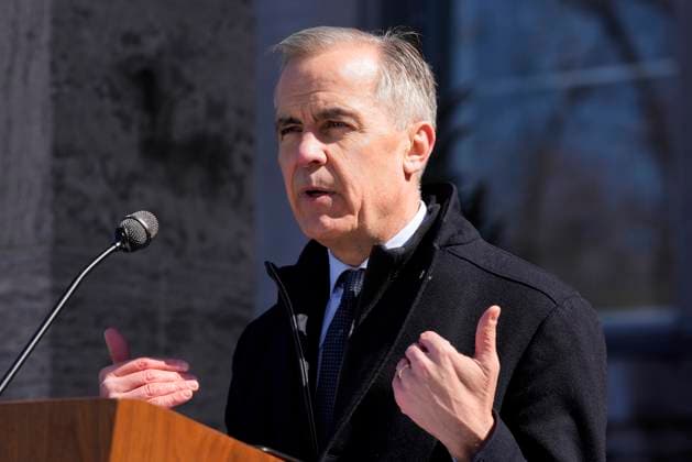 March 23, 2025, Ottawa, On, CANADA: Prime Minister Mark Carney speaks to media at Rideau Hall, where he asked the Governor General to dissolve Parliament and call an election, in Ottawa, Sunday, March 23, 2025. Ottawa CANADA  - ZUMAc35_ 20250323_zaf_c35_022 Copyright: xFrankxGunnx