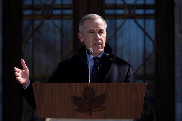 March 23, 2025, Ottawa, On, CANADA: Prime Minister Mark Carney speaks to media at Rideau Hall, where he asked the Governor General to dissolve Parliament and call an election, in Ottawa, Sunday, March 23, 2025. Ottawa CANADA  - ZUMAc35_ 20250323_zaf_c35_035 Copyright: xAdrianxWyldx